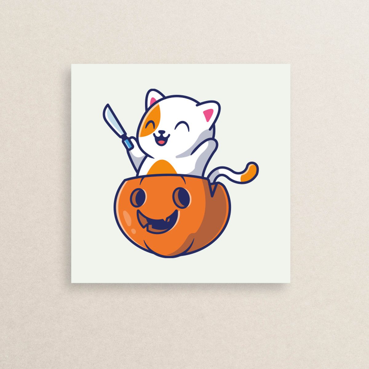استیکر گربه و کدو تنبل 01 | Cat and pumpkin sticker 01