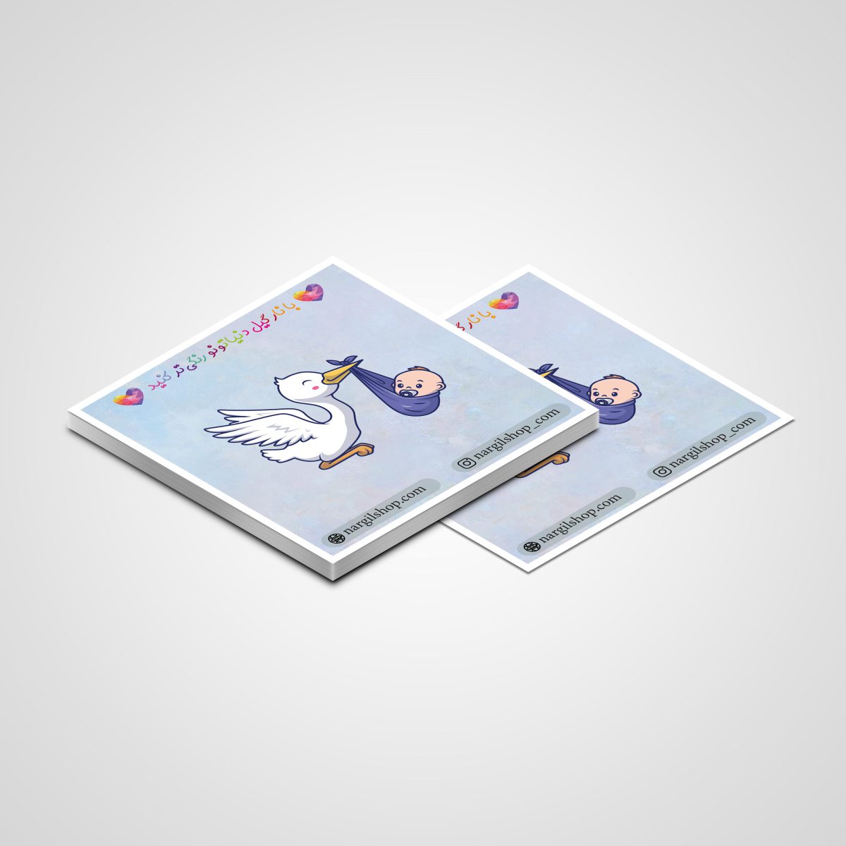 استیکر لک لک و بچه 01 | Stork and baby sticker 01