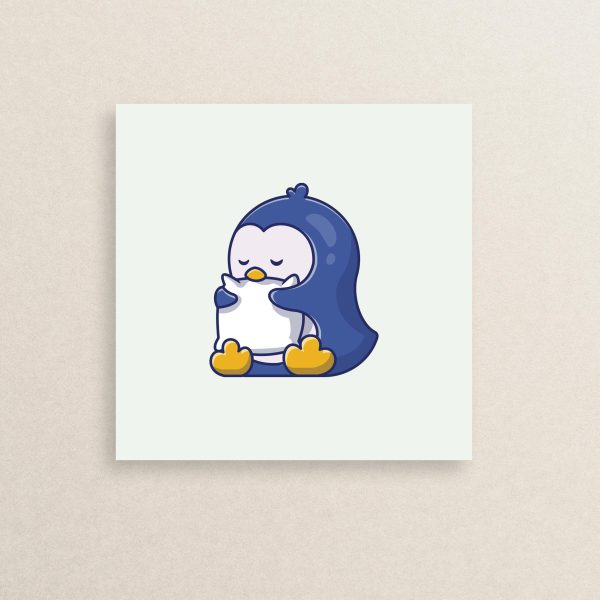 استیکر پنگوِِئن خوابالو گوگولی 01 | The cute sleepy Penguin sticker 01