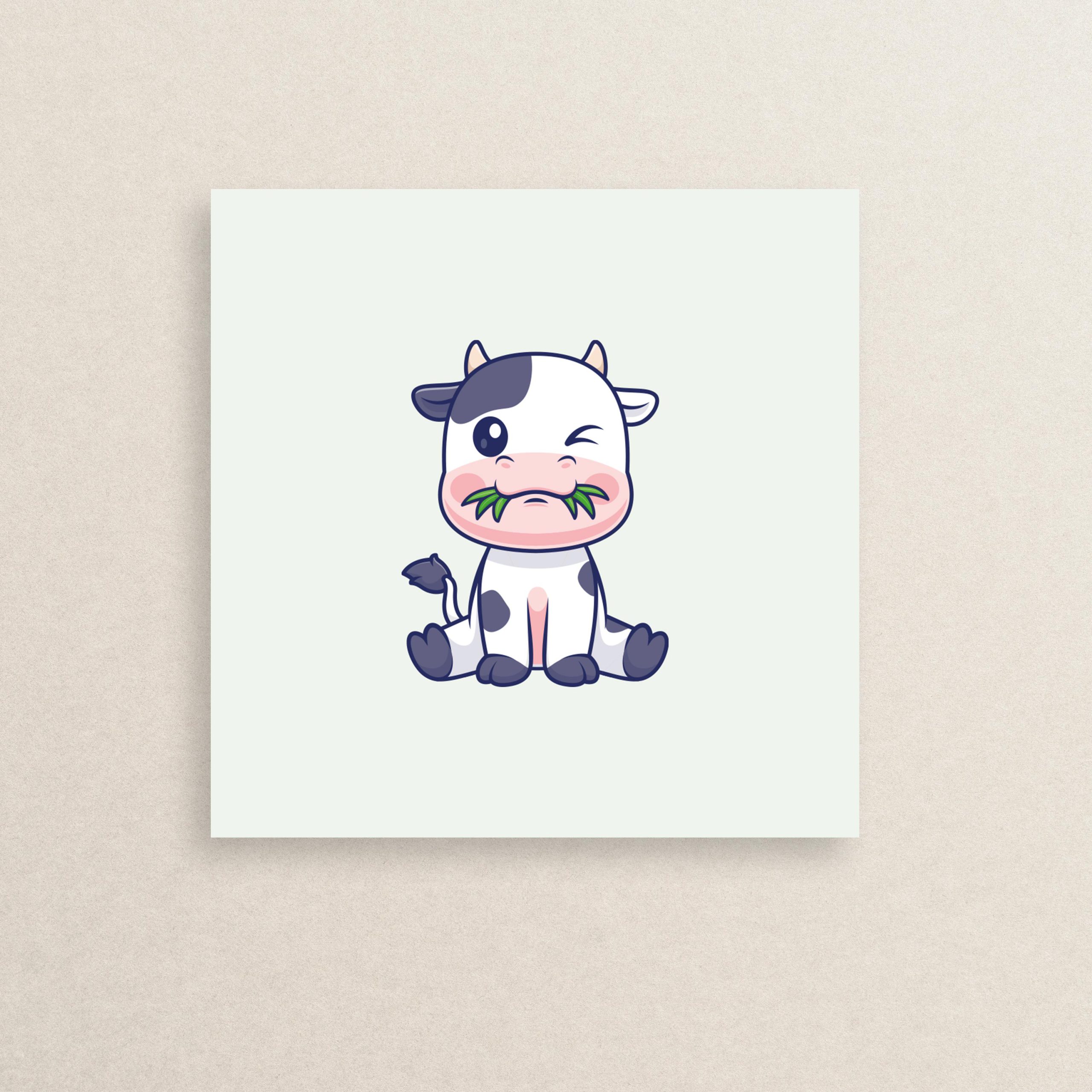 استیکر گاو گوگولی 01 | The cute cow sticker 01
